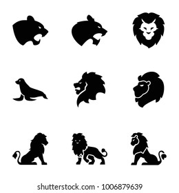 Lion icons. set of 9 editable filled lion icons such as lion, panther