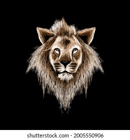 Lion Illustration Abstract Outline Vector Design