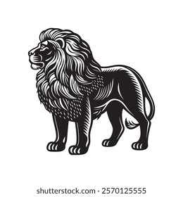 Lion illustration Art with black and white templates
