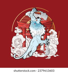 lion illustration design for sukajan is mean japan traditional cloth or t-shirt