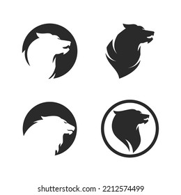 Lion illustration logo vector flat design template