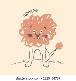Lion illustration. Vector graphic design for t-shirt.