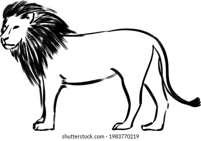 Lion ink painting, Vector image the lion on the white background, Lion 
 Logo, Lion Tattoo