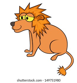 Lion isolated on white background. Hand drawing cartoon vector illustration