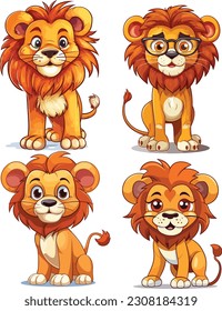 Lion isolated on a white background. Lion clip art set