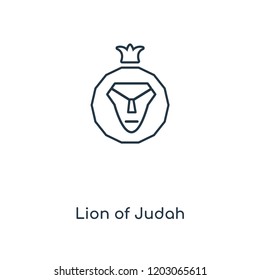 Lion of Judah concept line icon. Linear Lion of Judah concept outline symbol design. This simple element illustration can be used for web and mobile UI/UX.