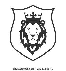 Lion of judah with crown logo. Coat of arms icon. Lion king head heraldry and royal symbol. Vector illustration image.