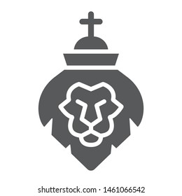 Lion of judah glyph icon, religion and animal, lion head sign, vector graphics, a solid pattern on a white background, eps 10.