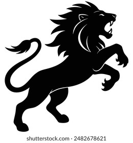 A lion jump forward silhouette vector illustration