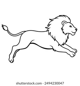 Lion jumping in the grassland during daylight