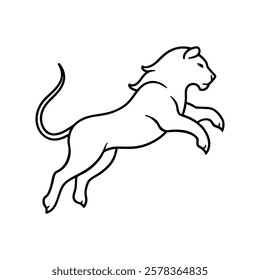 lion jumping of a line art vector
