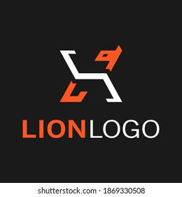 Lion jungle animal logo design, vector graphic illustration