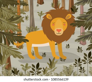 lion in the jungle scene