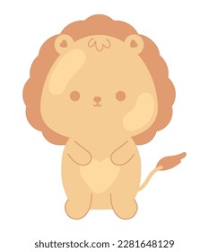 lion kawaii animal icon isolated