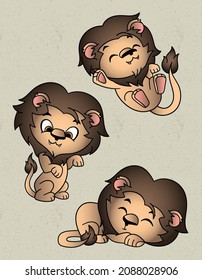 lion kawaii kids book elements