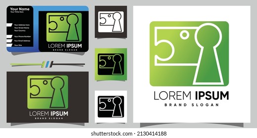 Lion Key Hole logo with creative modern syle Premium Vector