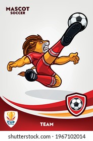 lion kicks the soccer ball