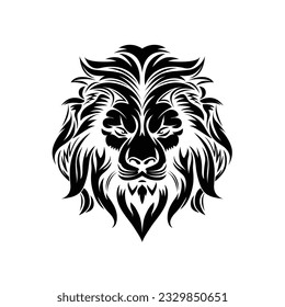 Lion king abstract logo vector illustration, emblem design.Lion logo black simple flat icon on white background. Lion head mascot logo design vector template. Creative illustration concept