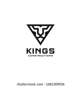 lion king abstract triangle logo design