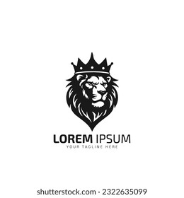 lion king aggressive logo icon vector silhouette with crown