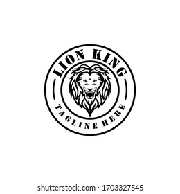 Lion king badge simple logo design