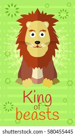 Lion king of beasts, illustration cartoon vector
