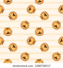 The Lion king. Cartoon face so cute. Pattern seamless vector illustration.
