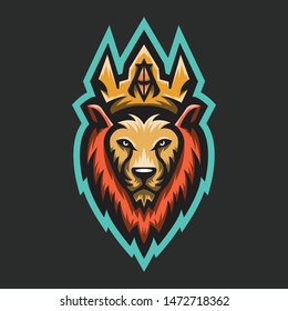 Lion King Concept Vector Illustration Cartoon. Suitable For Logo, Wallpaper, Banner, Background, Card, Book Illustration, T Shirt Design, Sticker, Cover, etc