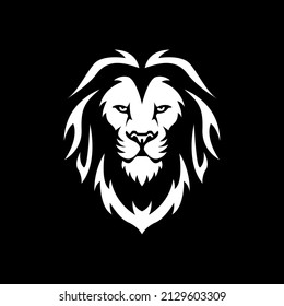 Lion king with crown in black background logo vector image