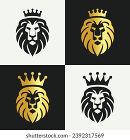 Logotipo del león negro de la corona del Rey León logotipo mínimo del rey vector real