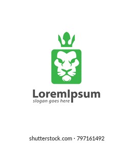 lion king with crown icon logo design template, vintage style
