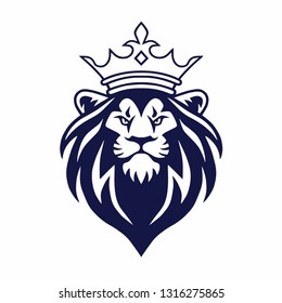 Lion King Crown Logo Design Vector