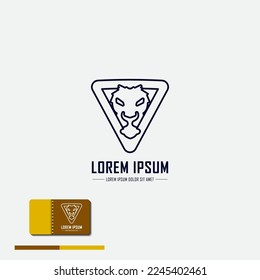 lion king crown logo design. Elegant lion animal symbol. Tribal Tattoo Design with business card template suitable for luxury brand identity and logo type. Vector illustration