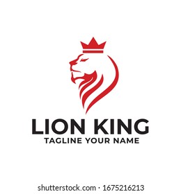 Lion King and Crown Logo Simple 