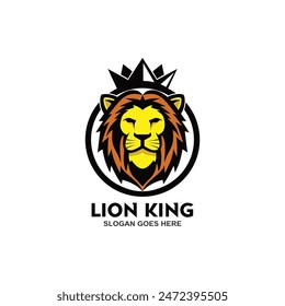 Lion king with crown logo vector