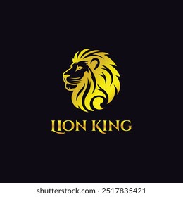 Lion king Crown on Lion's Head Mascot Luxury Allegiance Royal logo with gold color
