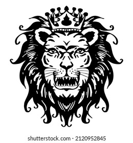 The lion king drawing, the head of a lion in the crown 