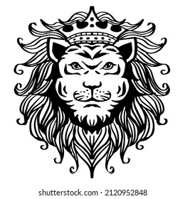 Der König des Löwen, der Kopf eines Löwen in der Krone 