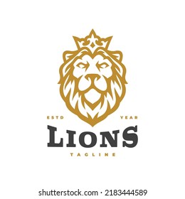 Lion king emblem logo design. Mascot vector illustration
