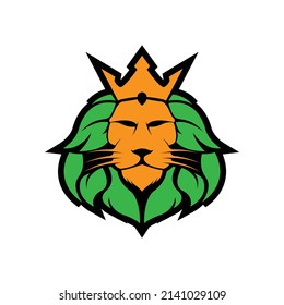 león rey con logo de la hoja verde