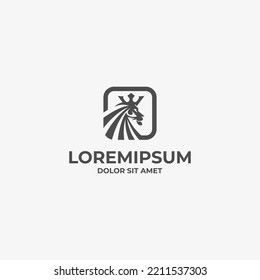 lion king head in box logo design