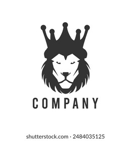 Lion king head with crown logo simple template