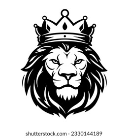 Lion king head with crown. vector illustration.