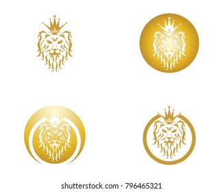 Lion king head logo design template