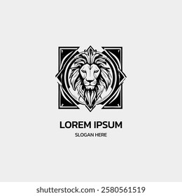 lion king head minimalist logo design