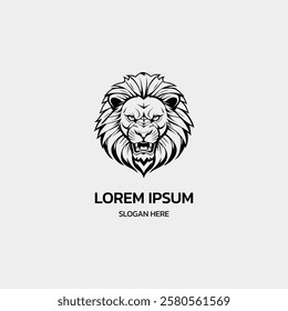 lion king head minimalist logo design