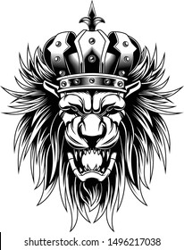 Lion King head mystic vector illustration geometry black and white