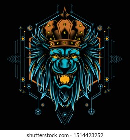 Lion King head mystic vector illustration geometry