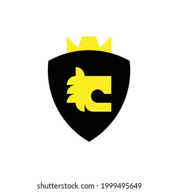 león cabeza de rey vectores de logotipo de escudo