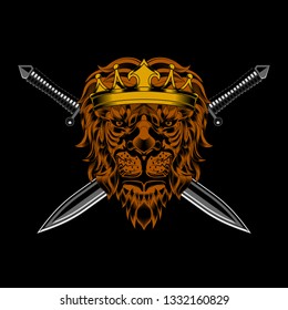 lion king head and sword vector